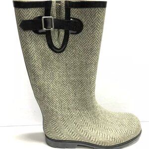 Nomad Women's Herringbone Cream and Black Rain Boots